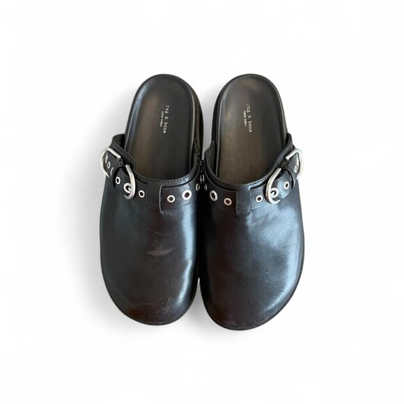 Rag Bone Leather Platform Clogs | Black | Women’s Size 7.5 - Picture 4 of 5